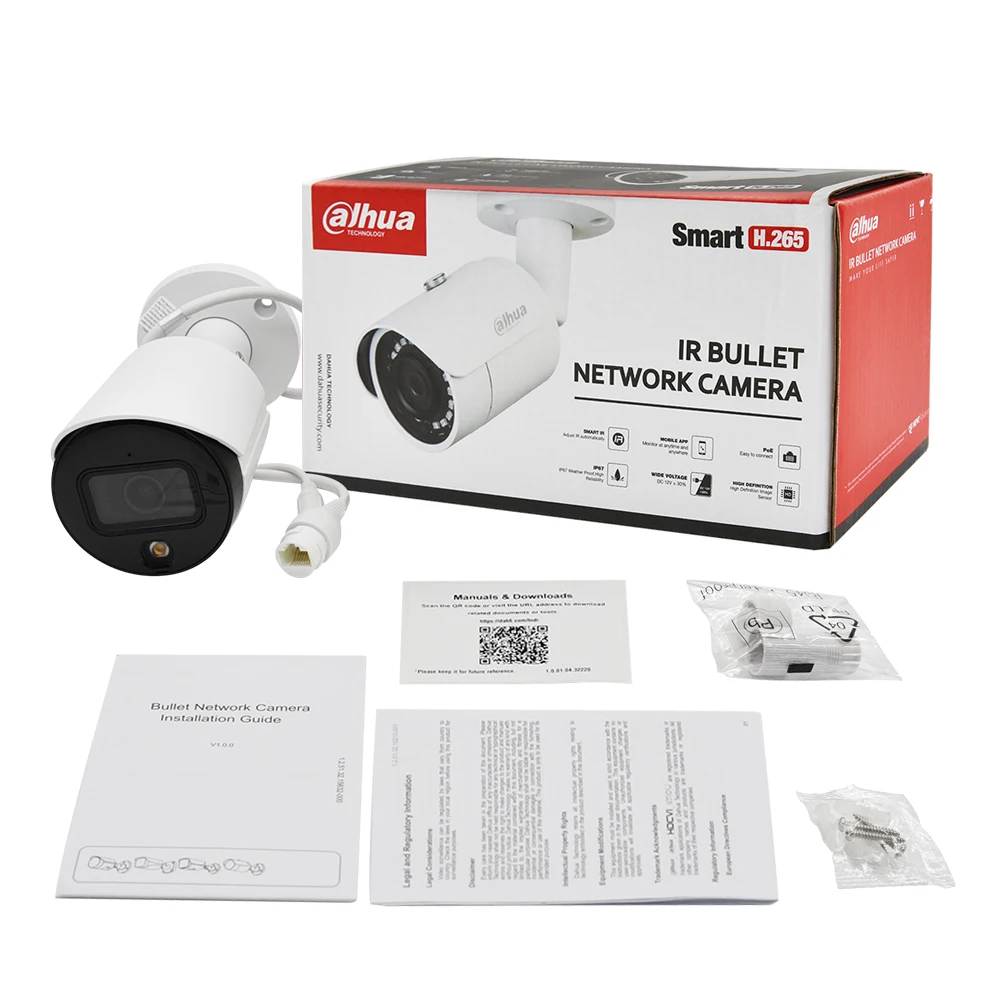 

Dahua IPC-HFW2439S-SA-LED-S2 4MP Lite Full-color Fixed-focal Bullet Network Camera Built-in MIC H.265 SD Card Slot IVS CCTV IPC