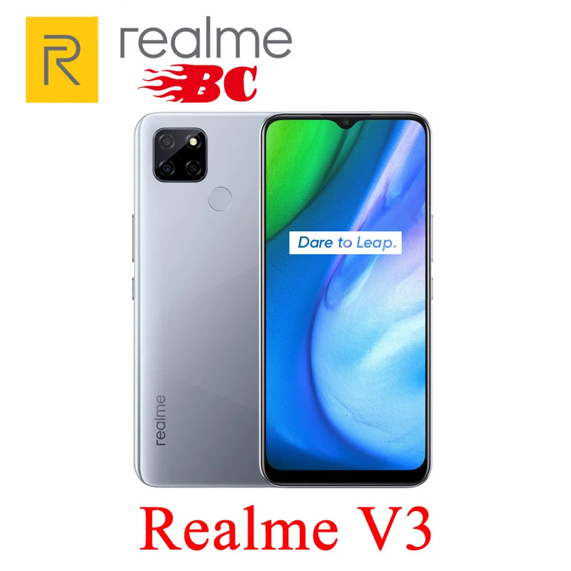 Перейти на Алиэкспресс и купить Оригинальный Realme V3 5G мобильный телефон 8 Гб RAM 128 ГБ ROM 5000 мАч, Android 10,0, 6,5 дюйм1600x720 13.0MP 18W зарядное устройство Быстрая доставка