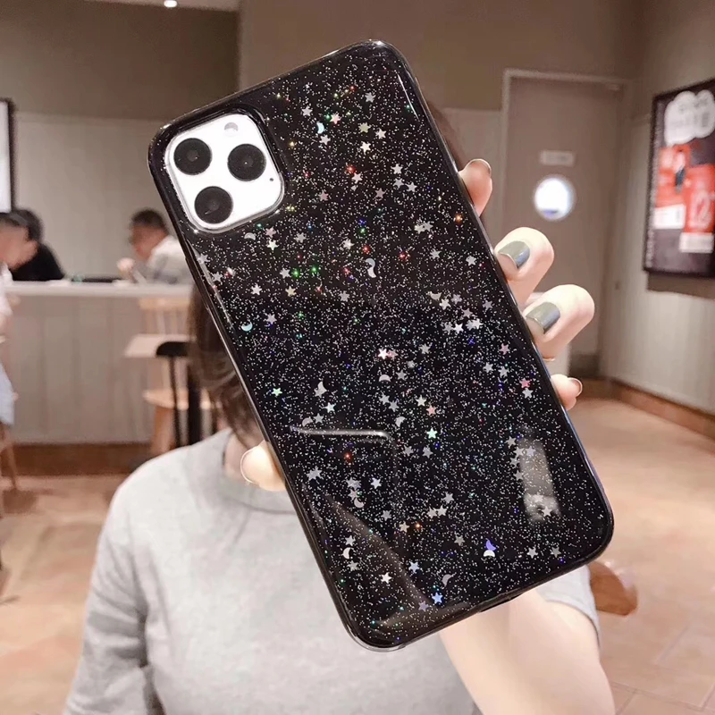 Блестящий чехол для iPhone 12 11 Pro Max 6 6s 8 7 Plus XR X XS SE 2020 блестящий мягкий прозрачный