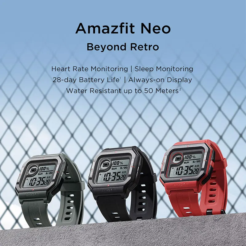 2020 New Amazfit Neo Smart Watch Bluetooth Smartwatch Heart Rate Tracking 28Days Battery Life 5ATM | Электроника