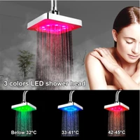 led luminous color changing shower top spray temperature control colorful color changing square shower head bathroom accessorie