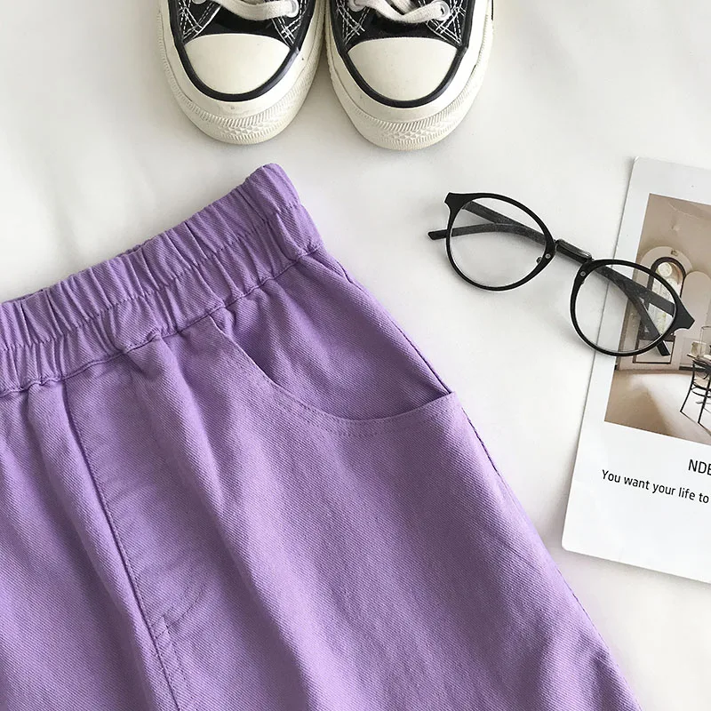 

Women High Waist A Line Skirt Sweet Lady Elastic Waist Mini Short Skirts 2021 Skirt With Pocket Femme Jupes