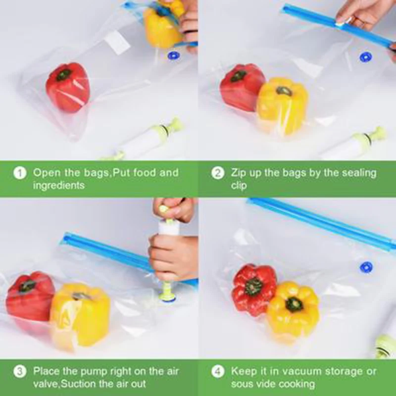 

Reusable Food Storage PA/PE Bags Preservation Leak-Proof Fresh Ziplock Seal Set