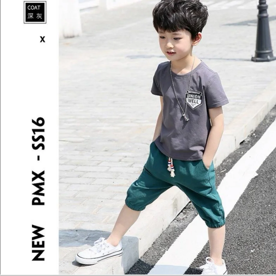12M-14T Boys Summer Clothes Set 2021 New Casual O-Neck Fashion Letters Printed Two Pieces Children Clothing Suits High Quality |