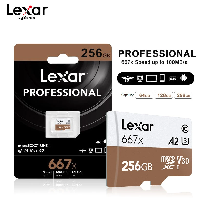 Lexar профессиональная карта памяти до 100 Мб Micro SD 667x C10 256 ГБ TF 128 бесплатный адаптер