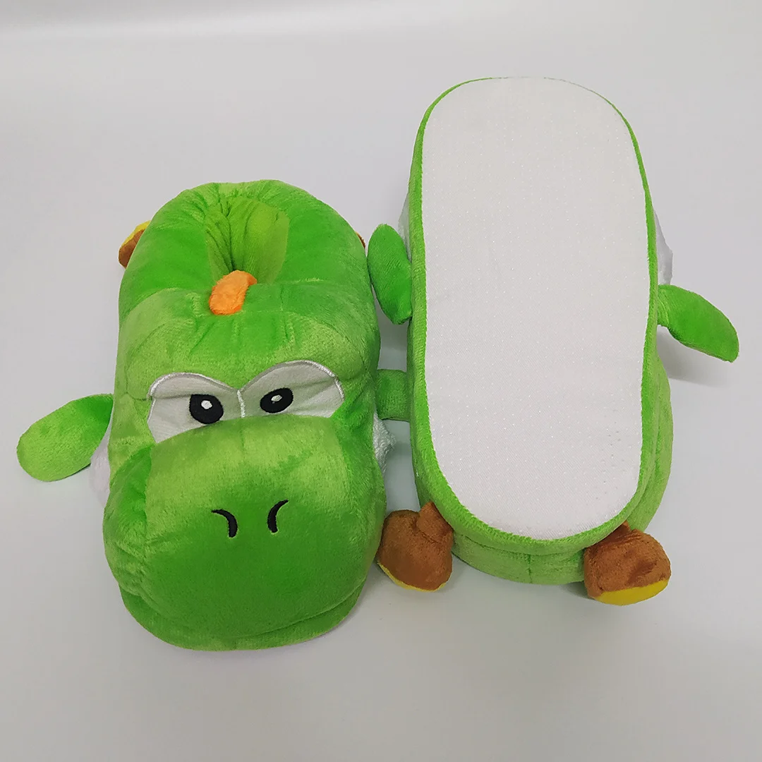 Зимние плюшевые хлопковые тапочки Yoshi Dinosaur Anime Cosplay Мультяшные графические для