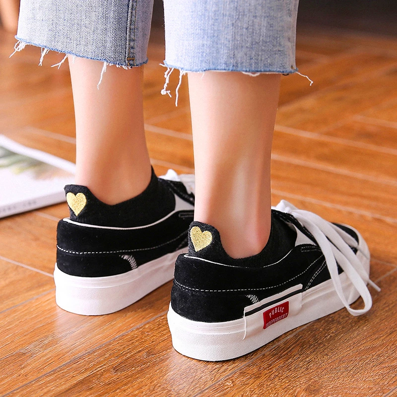 

4 Pairs New Fashion Women Spring Autumn Ankle Socks Girls Cotton Color Novelty Female Cute Heart Casual Funny Sock