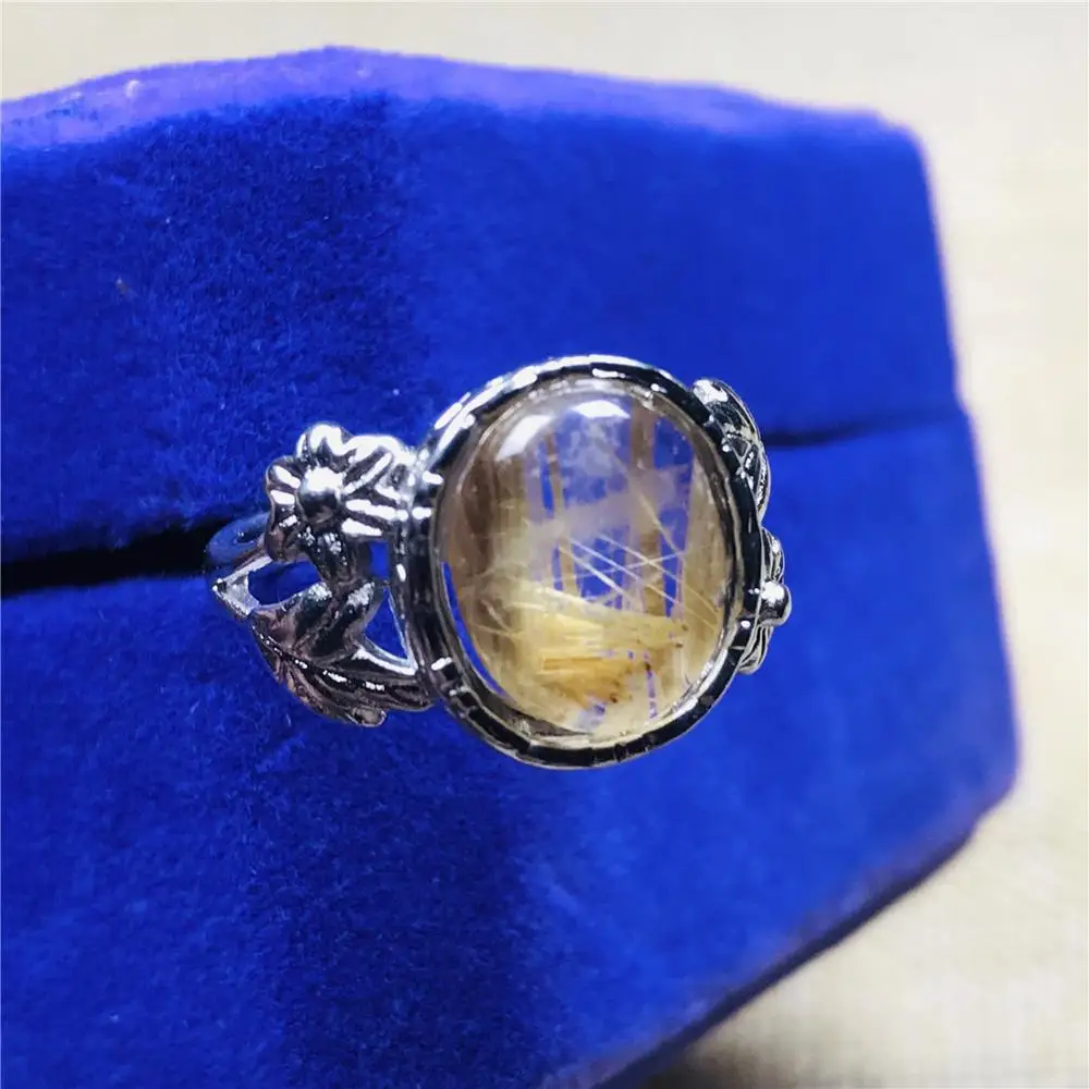 13 мм топ из натурального золота Рутиловый Кварц Кольцо для женщин леди мужчин