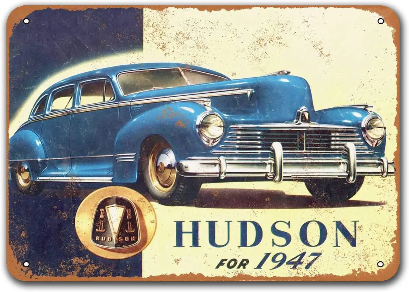 

1947 Hudson Automobiles Vintage Tin Signs Cars, Sisoso Metal Plaques Poster Man Cave Pub Retro Wall Decor 12x8 inch