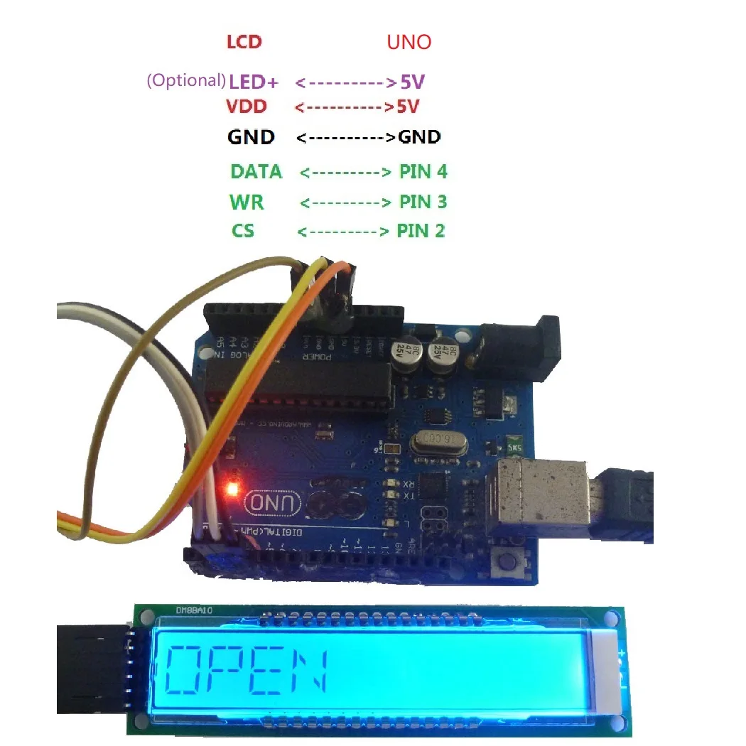 10-битный последовательный ЖК-дисплей 16-Seg SPI с примером эскиза UNO MEGA2560! |