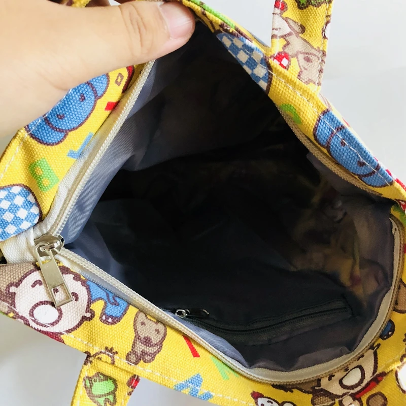 

LISM Big Mouth Boy Fashion Portable Canvas Lunch Bags Cartoon Picnic Bag Food Box Tote Storage For Women Girls Kids