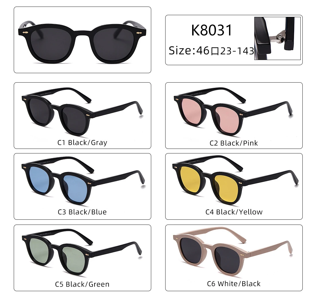 

2021 New Polarized Sunglasses Retro Round Acetate Frame Eyewear