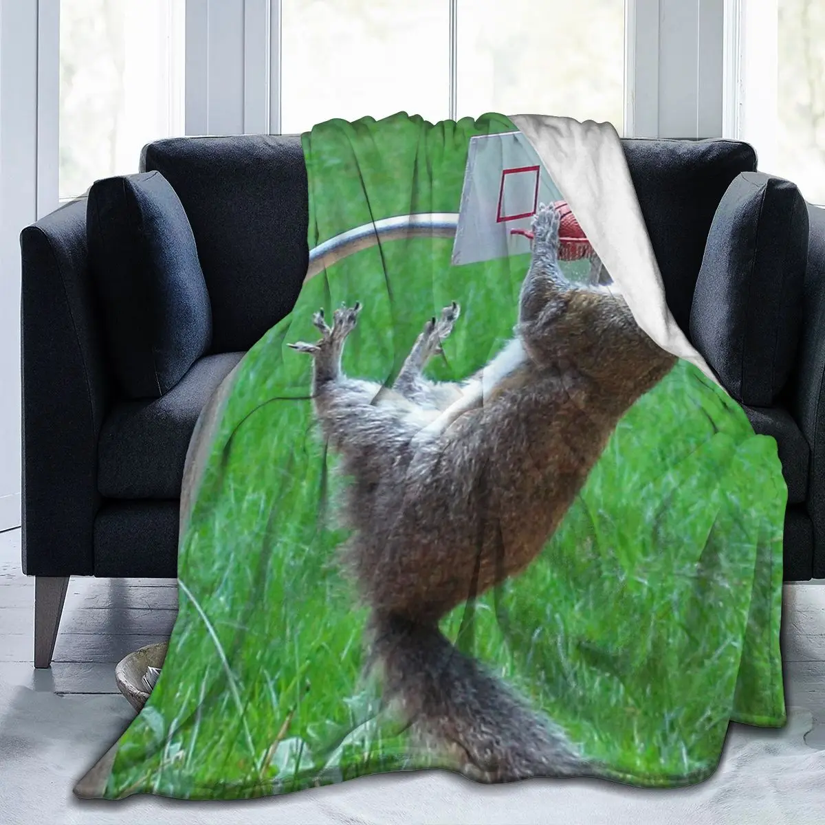 

Manta de franela con estampado de ardilla en 3D, ropa de cama, suave, cubierta de cama, decoración textil para el hogar