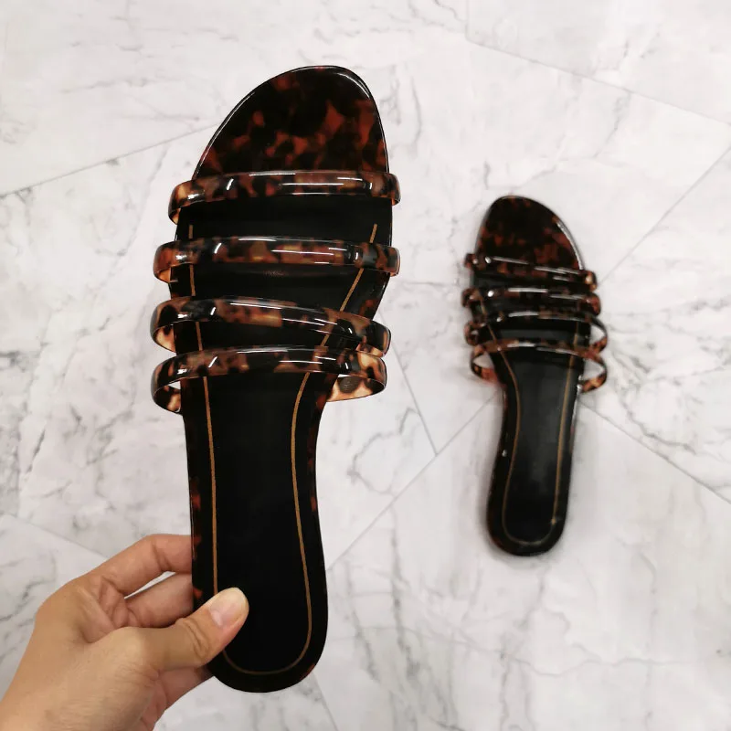 

Fashion Summer Shoes Woman Outdoor Slides Brand Flat with EVA Transparent Women Outside Beach Shoes Leopard Ladies Slides