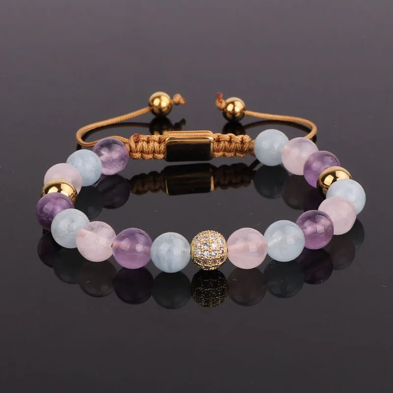 

Unique design high quality mix natural stone bead adjustable bracelet women