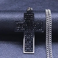 stainless steel catholicism cross necklaces chain menwomen silver color necklaces jewelry chaine acier inoxydable n4925s02