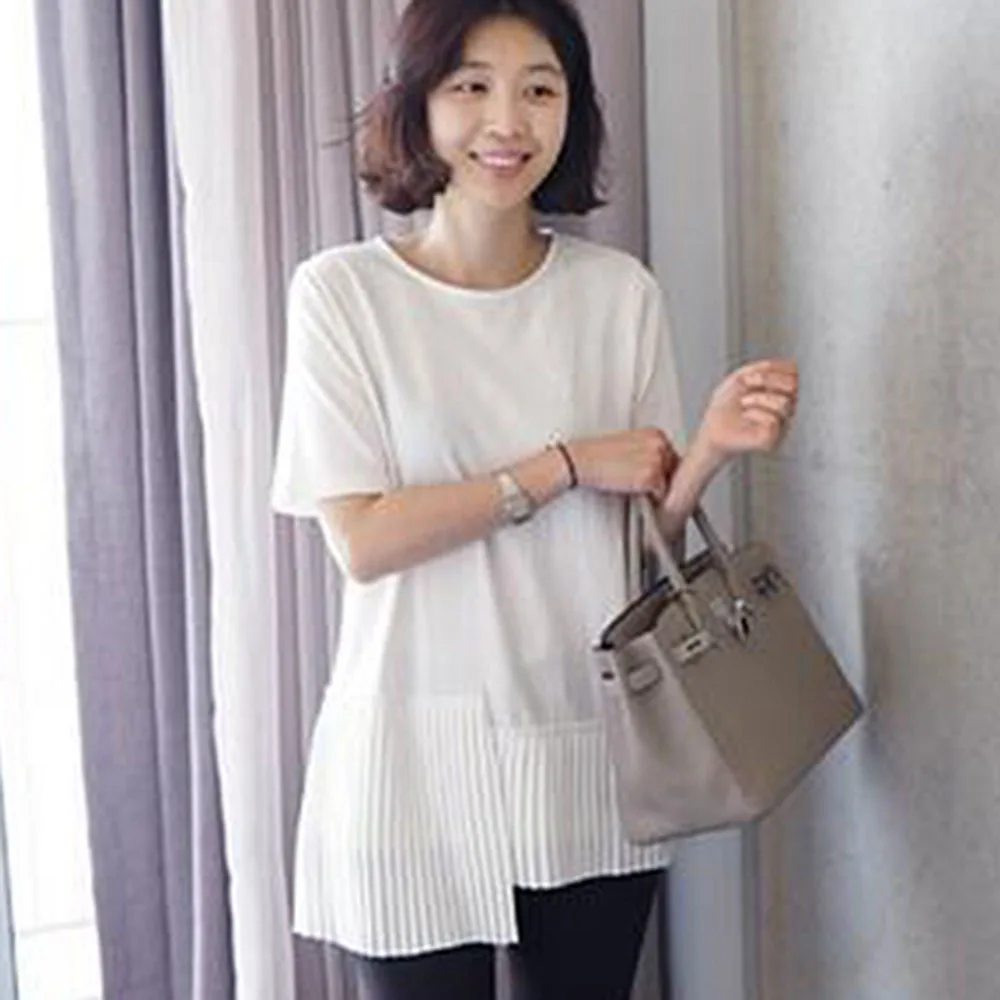 Женская футболка с коротким рукавом белая или черная однотонная Свободная