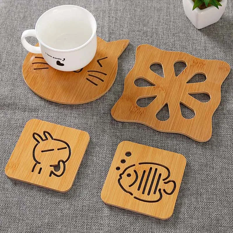 Деревянный кухонный коврик нескользящий теплоизоляционный подставка под чашки