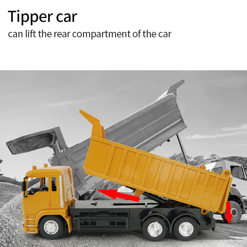 RC Car Dump Truck Toys Kids Boys Xmas Birthday Gifts Yellow Color Engineering Vehicle Model Beach Transporter | Игрушки и хобби
