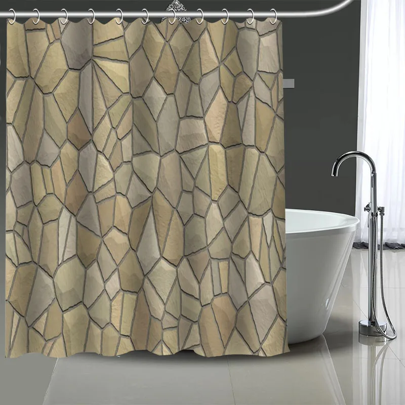 

Custom Stone Texture Shower Curtains DIY Bathroom Curtain Fabric Washable Polyester For Bathtub Art Decor