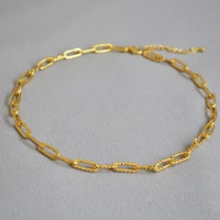 brass with 18k gold pave chains choker necklace women jewelry designer t show runway sweety boho japan korean sample trendy