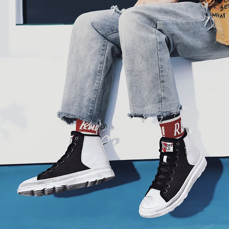 

Zapatillas Negras Sneakers High Top Canvas Men Mens Casual Shoes Hot Sale 2020 Sapatos Fashion For Breathable