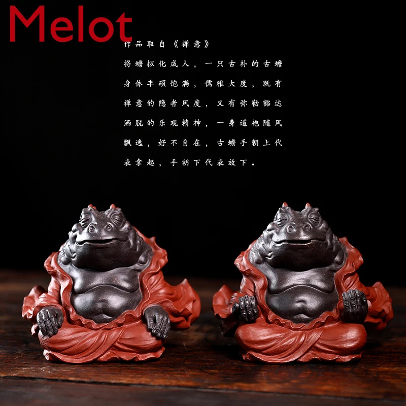 

Yixing Purple Sand Tea Carve Teaware Raw Ore Purple Sand Golden Toad Zen Heart Tea Set Toad Fairy Nourishing SculpturedOrnaments