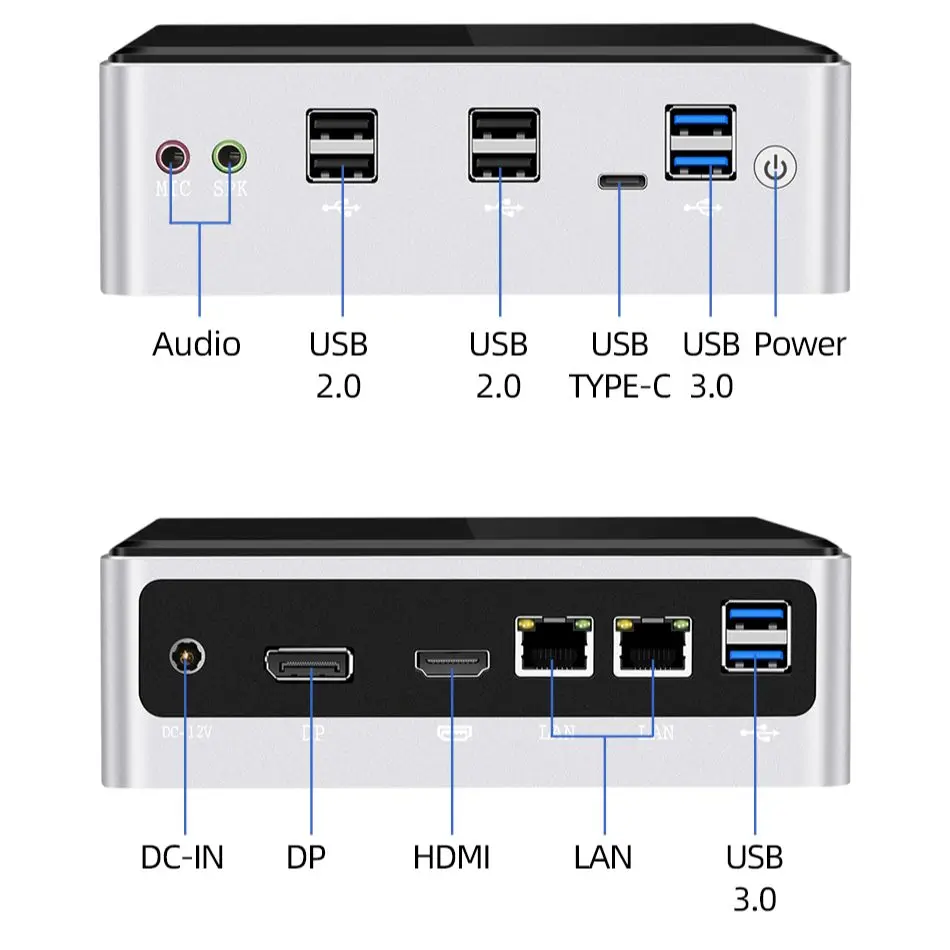 mini pc intel core i7 10510u ddr4 ram m 2 ssd nvme wifi 4k uhd hdmi dp 8usb type c 2x gigabit ethernet windows 10 linux free global shipping