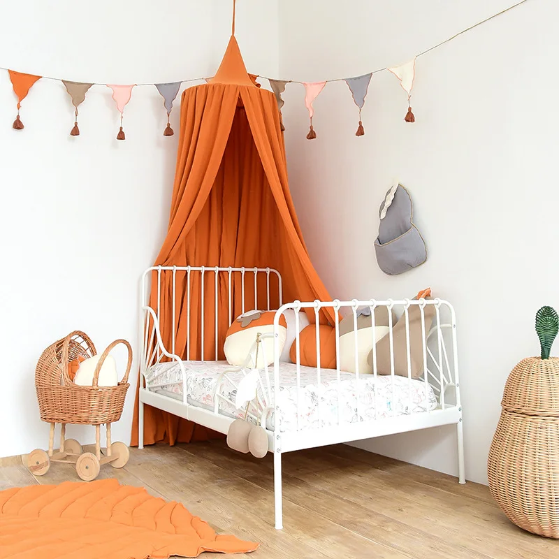 

Household Mosquito Net Kids Crepe Dome Shading Baby Mosquito Net Canopy Beds Kids Bedroom Bed Crown Cama Infantil Bed Decoration