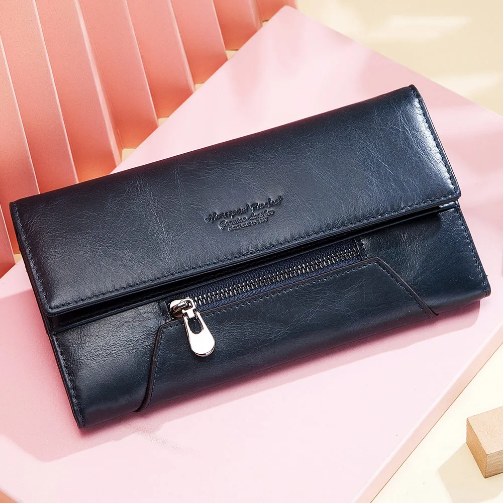 

Genuine Leather Women Wallet New Style Female Portomonee Fashion Money Bags Zipper Card Holder Handy Clutch Perse High Capacity