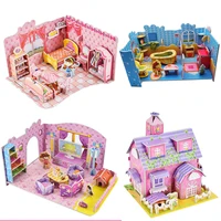 diy doll dollhouse assemble puzzle toys for children miniatures doll house furniture kit jigsaw 3d paper puzzles girl toy gifts