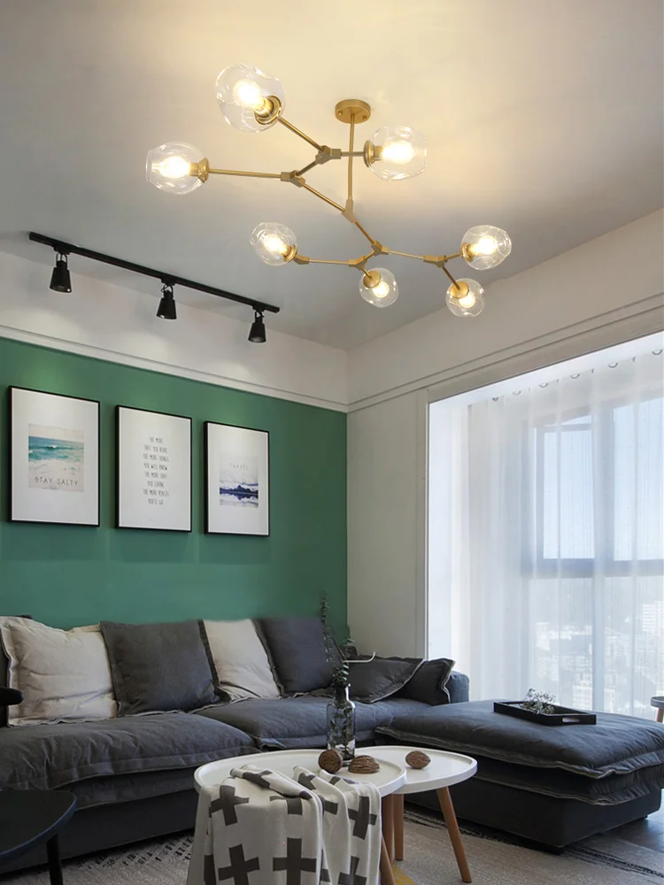 Glass LED Chandelier Lights For Living Room Bedroom Study Chandeliers Lamp Home Furniture Decoration Light Simple Style Dero | Лампы и