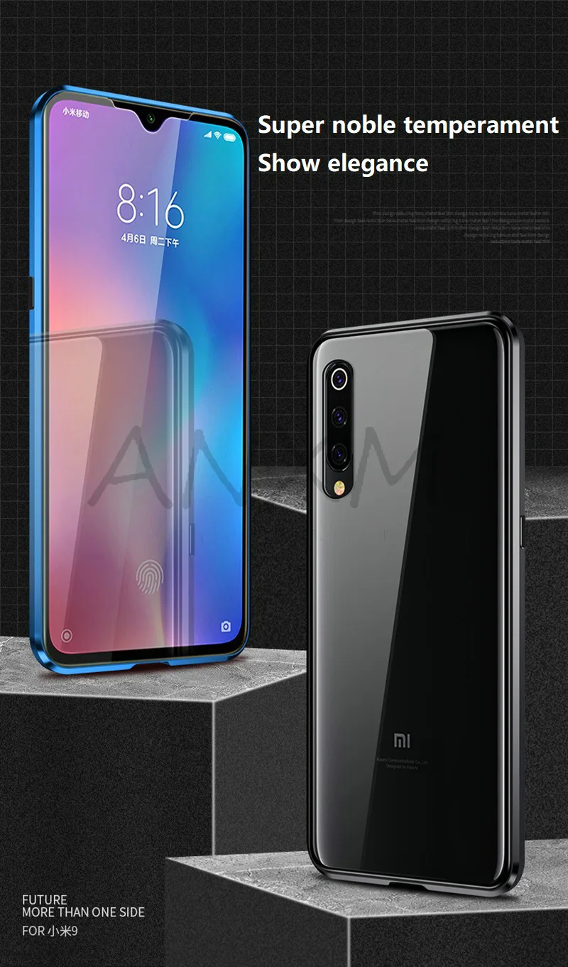 Металлический магнитный чехол для Xiaomi Redmi Note 7 8 K20 Pro закаленное стекло магнитные чехлы Чехол для Xiaomi Mi 9 SE 9T Pro A3 lite чехол