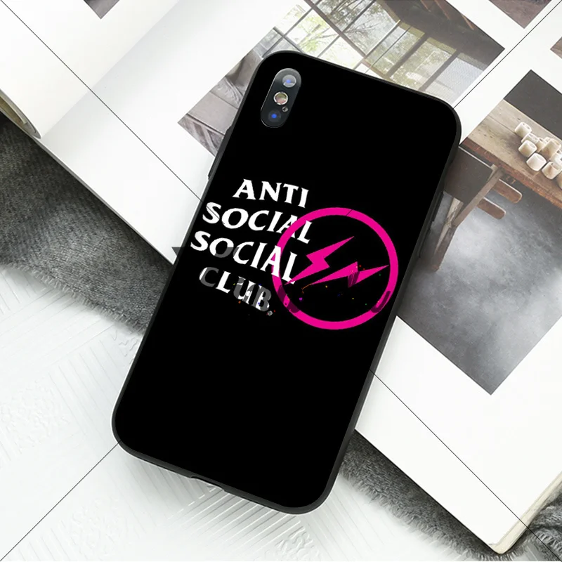Yinuoda Anti Social Club ASSC TPU Soft Phone Cover for iPhone X XS MAX 6 6s 7 7plus 8 8Plus 5 5S SE XR 11 11pro max | Мобильные
