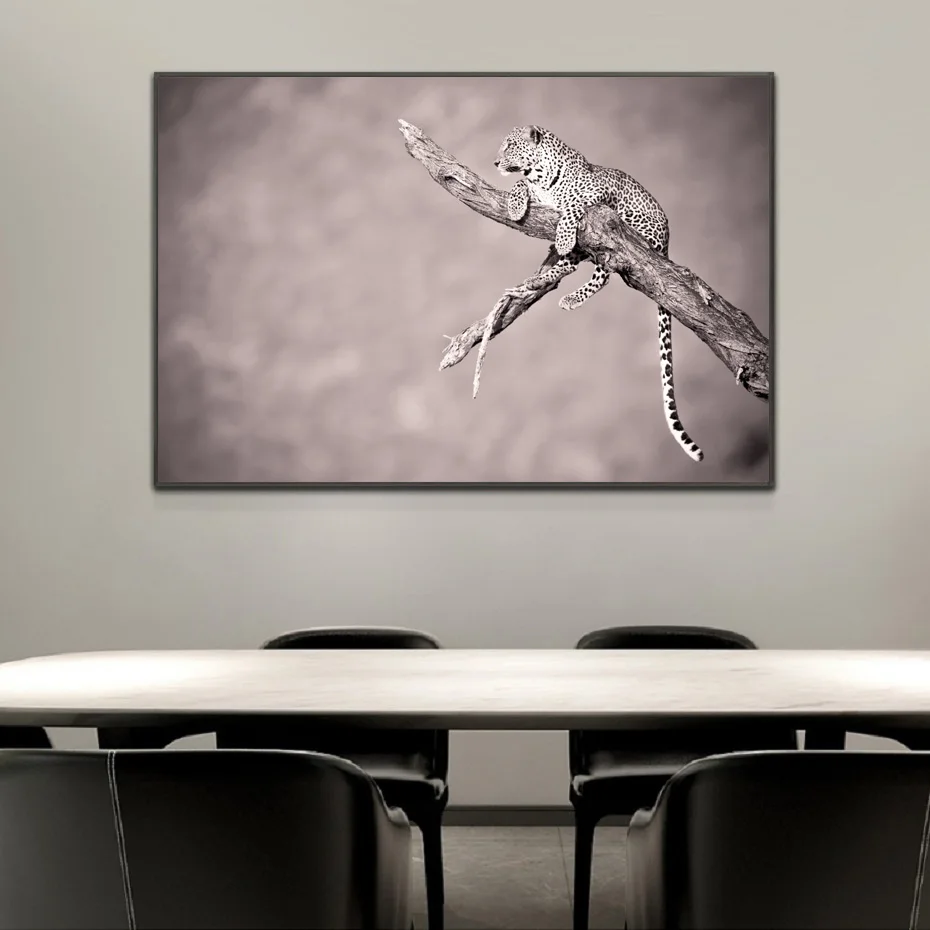 

Black and White Leopard Wall Art Posters and Prints Wildlife Animals Canvas Paintings Wall Art Pictures Living Room Home Decor