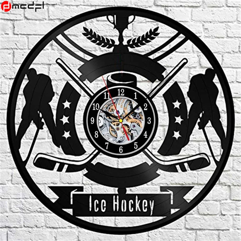 Домашний декор 12 дюймовые настенные часы С Хоккейным дизайном винтажное