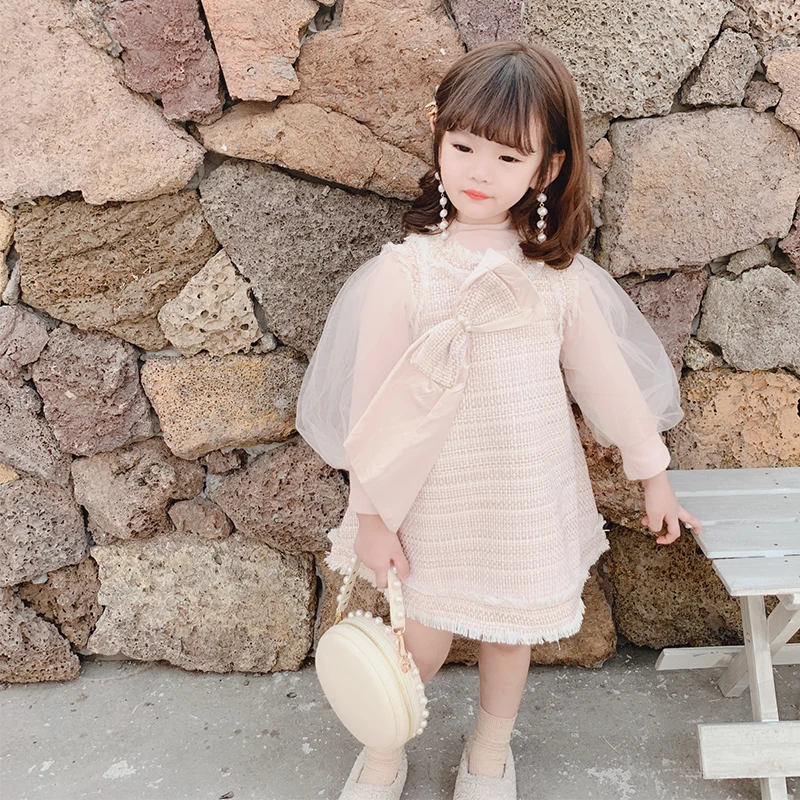 Платье-безрукавка в иностранном стиле для девочек Новинка 2019 года осеннее платье