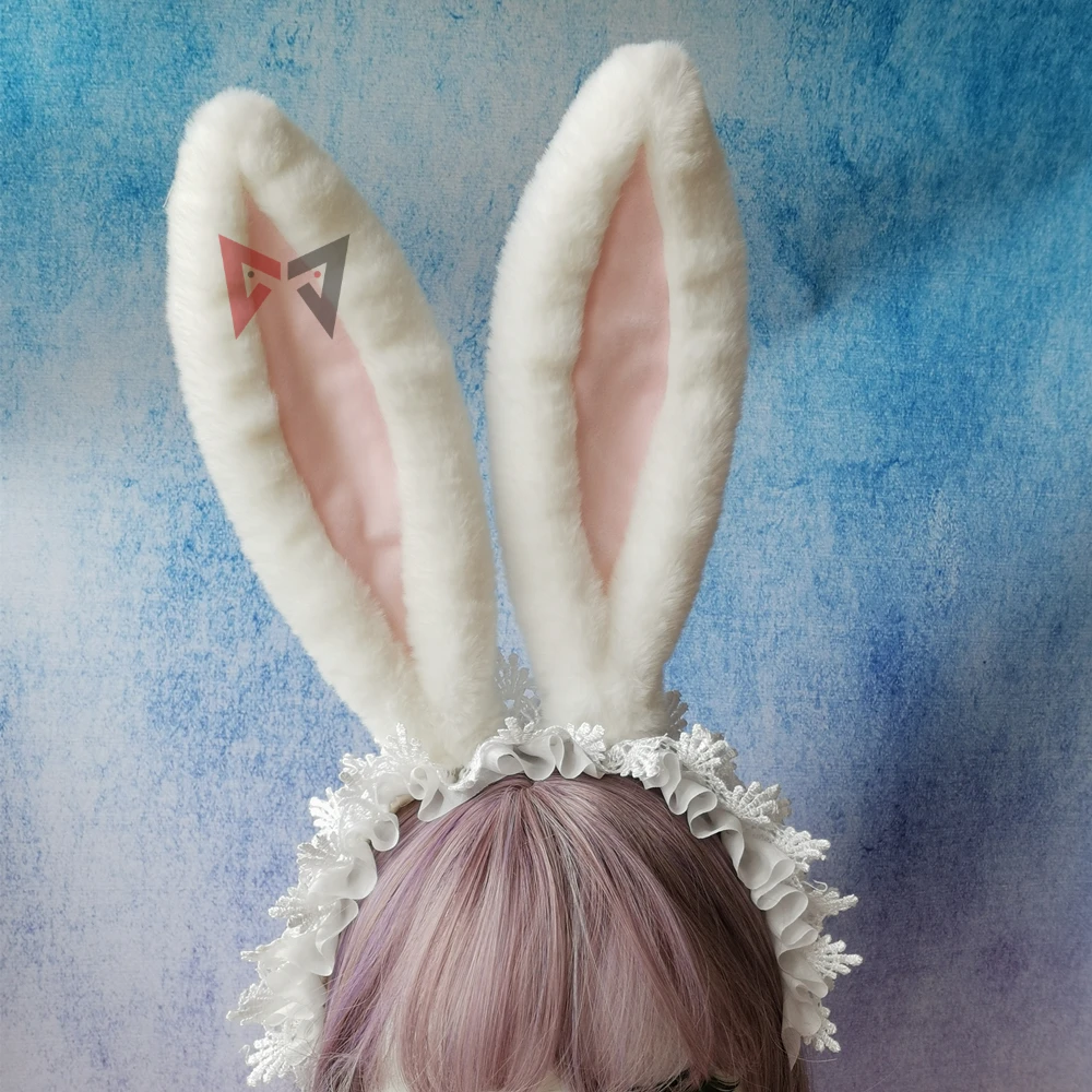 Новые головные уборы с кроличьими ушами обруч для волос розовый белый мех