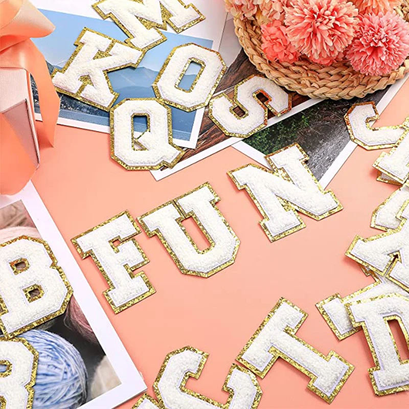 

Pink/white Letters Alphabet Sequins Towel Embroidered Patches For DIY Clothing Bags Jacket Logo Name Iron On Accessories Tools