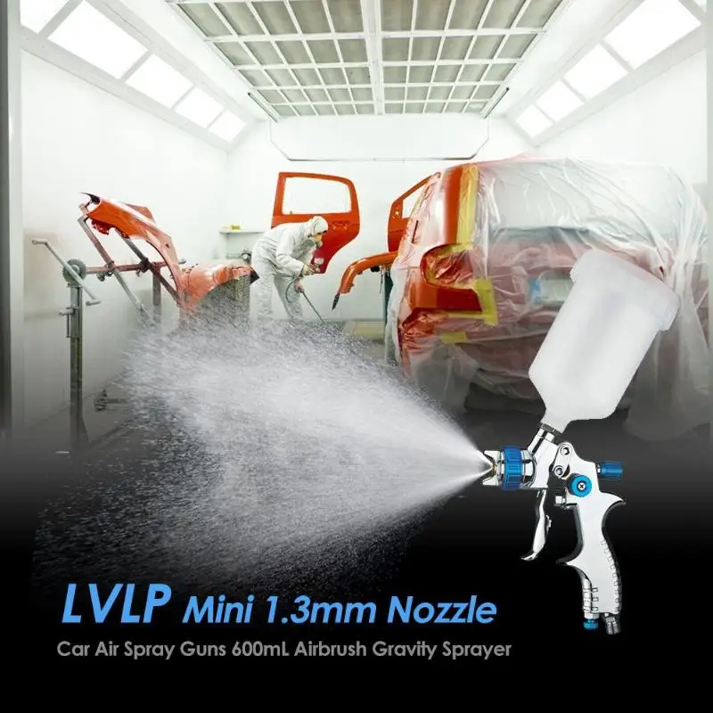 LVLP мини-распылитель 1,3 мм, распылитель воздуха 600 мл, Аэрограф, Гравитационный распылитель, инструмент для окраски мебели автомобиля, распылитель, алюминиевый сплав