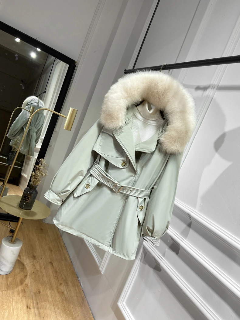 

2020 Winter Women Real Fox Fur Collar Hooded Down Parkas 90% White Duck Down Coat Thick Warm Snow Windbreaker Outwer