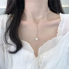 Ожерелье с жемчужным бантом, маленькое ожерелье в холодной атмосфере, качественное ожерелье с цепочкой на шею