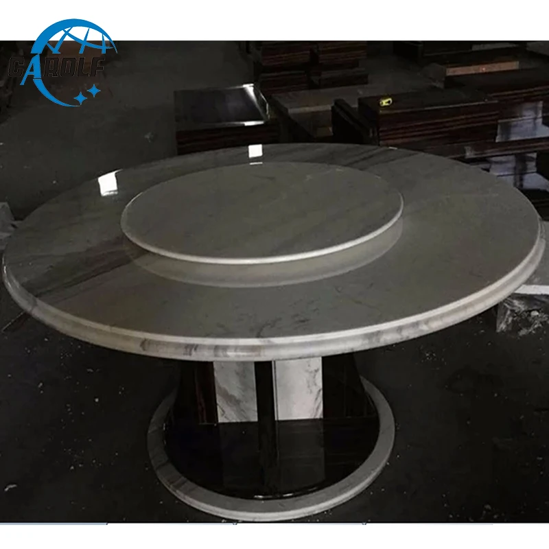 Лучшая цена Современные 6 стульев Мраморный Топ круглый обеденный стол с ленивым