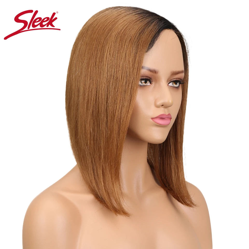 Sleek парики из натуральных волос для Для женщин короткий прямая шнуровка
