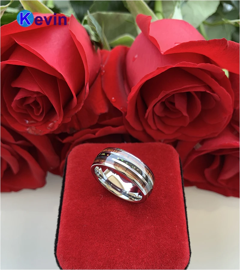 8 мм опал кольцо Вольфрам Карбидное Свадебные заниматься Для мужчин t для женщин с