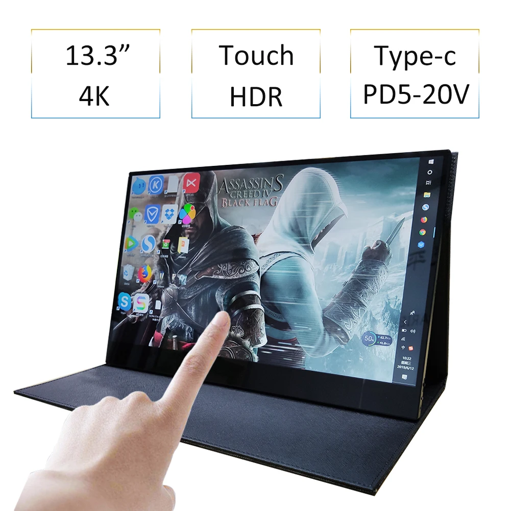 Сенсорный монитор 13 3 дюйма 4K Type c поддержка ПК ноутбука смартфона TNT Huawei EMUI для