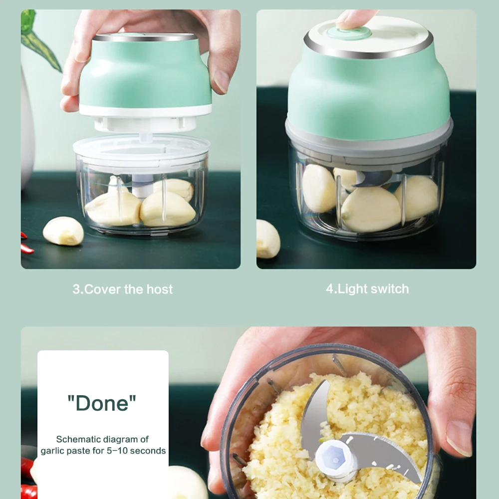 

Convenient Household Vegetable Cutter Garlic Masher Electric Garlic Masher Baby Mini Cooking Machine Complementary Food Machine