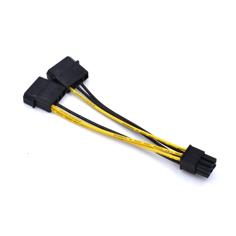 10 шт./лот см двойной IDE Molex 4 PIN к PCI E 6PIN 18AWG Удлинительный адаптер кабель питания|ide