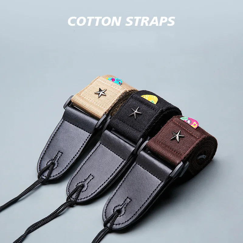 elektrische gitarre strap einstellbare akustische folk gitarre bass gürtel vintage kreuz persönlichkeit ukulele gitarre straps mit pick tasc
