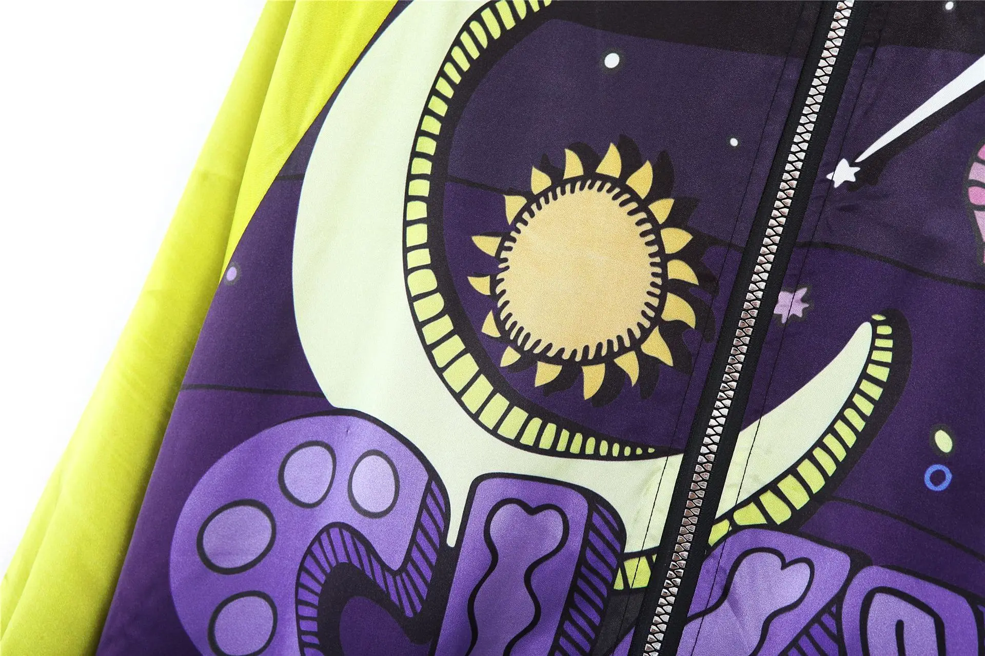 

Vefadisa Hand-painted Print Coat Woman 2019 Autumn O-Neck Loose Coat Long Sleeve Zippers Hit Color Coat Streetwear QYF1413